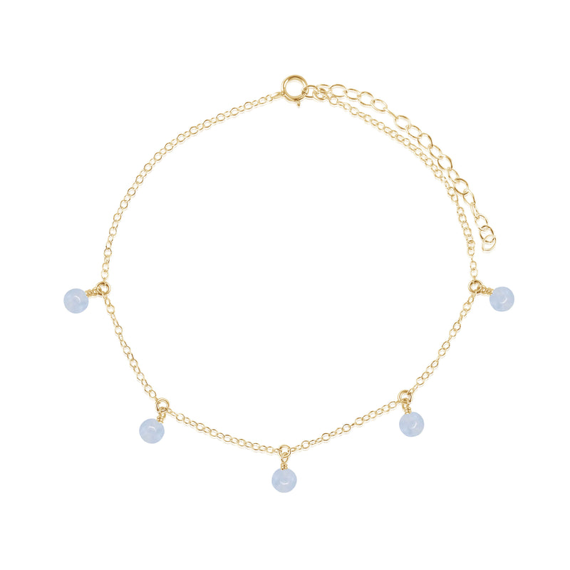Bead Drop Anklet - Blue Lace Agate - 14K Gold Fill - Luna Tide Handmade Jewellery