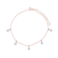 Bead Drop Anklet - Blue Lace Agate - 14K Rose Gold Fill - Luna Tide Handmade Jewellery