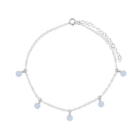 Bead Drop Anklet - Blue Lace Agate - Sterling Silver - Luna Tide Handmade Jewellery