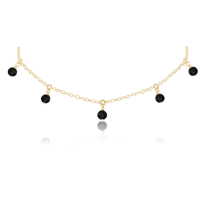 Bead Drop Choker - Black Onyx - 14K Gold Fill - Luna Tide Handmade Jewellery