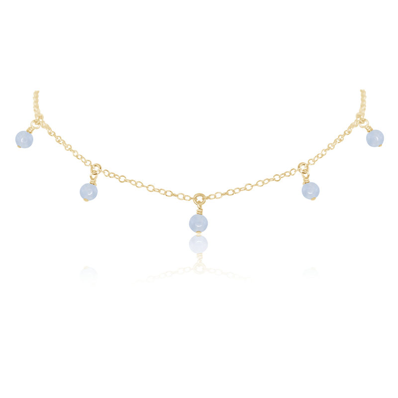 Bead Drop Choker - Blue Lace Agate - 14K Gold Fill - Luna Tide Handmade Jewellery