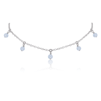 Bead Drop Choker - Blue Lace Agate - Stainless Steel - Luna Tide Handmade Jewellery