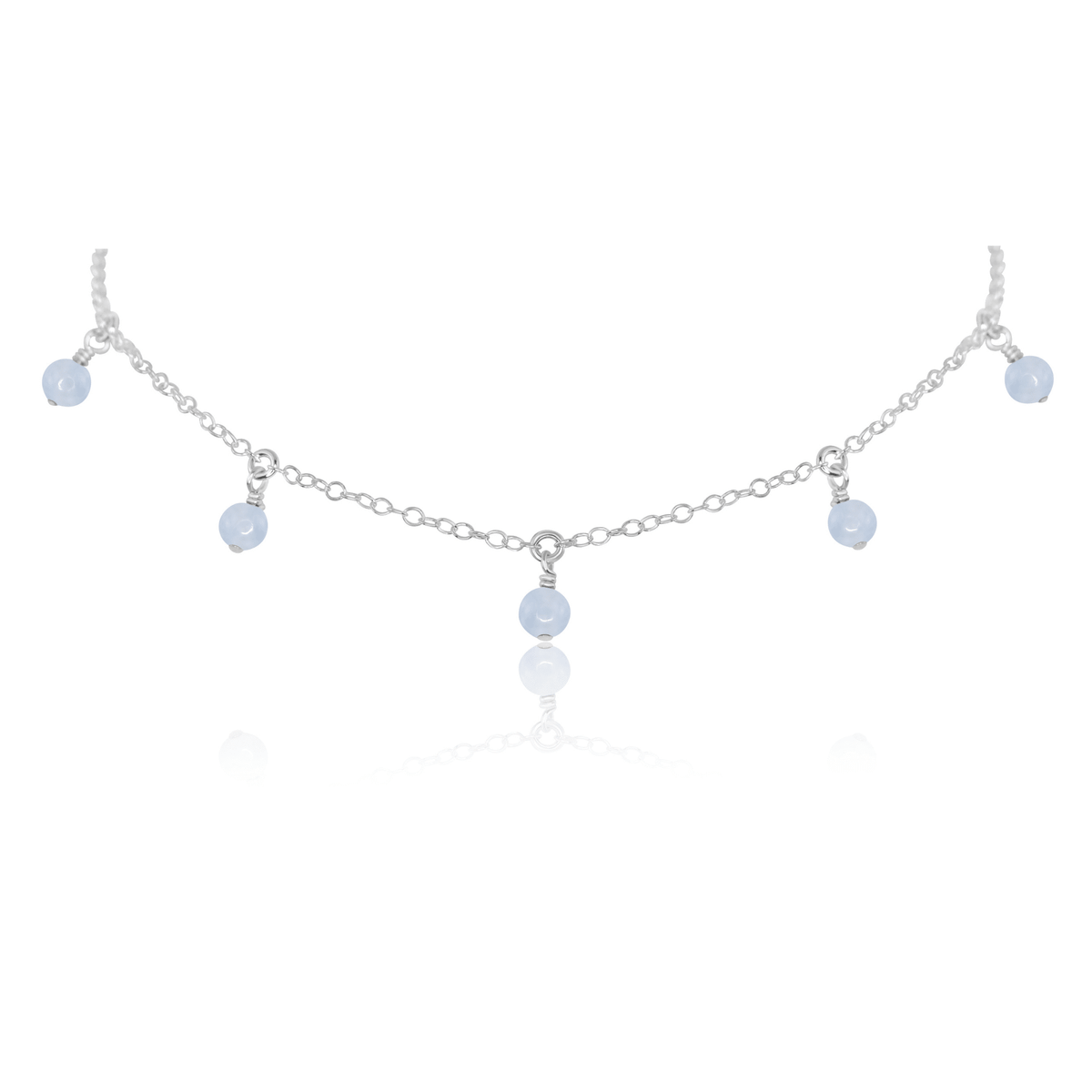 Bead Drop Choker - Blue Lace Agate - Sterling Silver - Luna Tide Handmade Jewellery