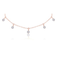 Bead Drop Choker - Crystal Quartz - 14K Rose Gold Fill - Luna Tide Handmade Jewellery