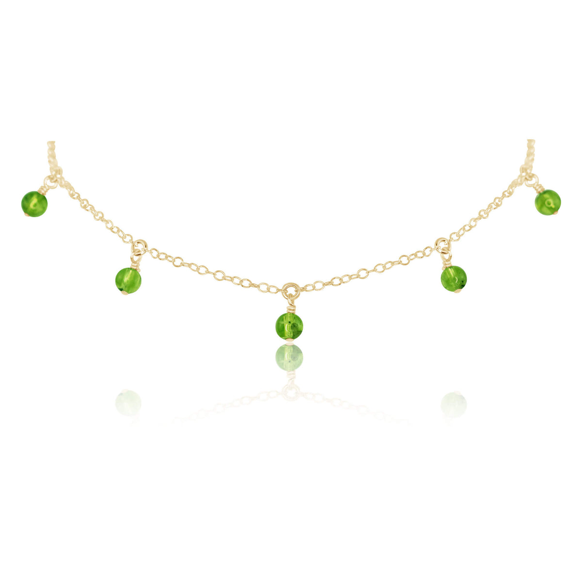 Bead Drop Choker - Peridot - 14K Gold Fill - Luna Tide Handmade Jewellery