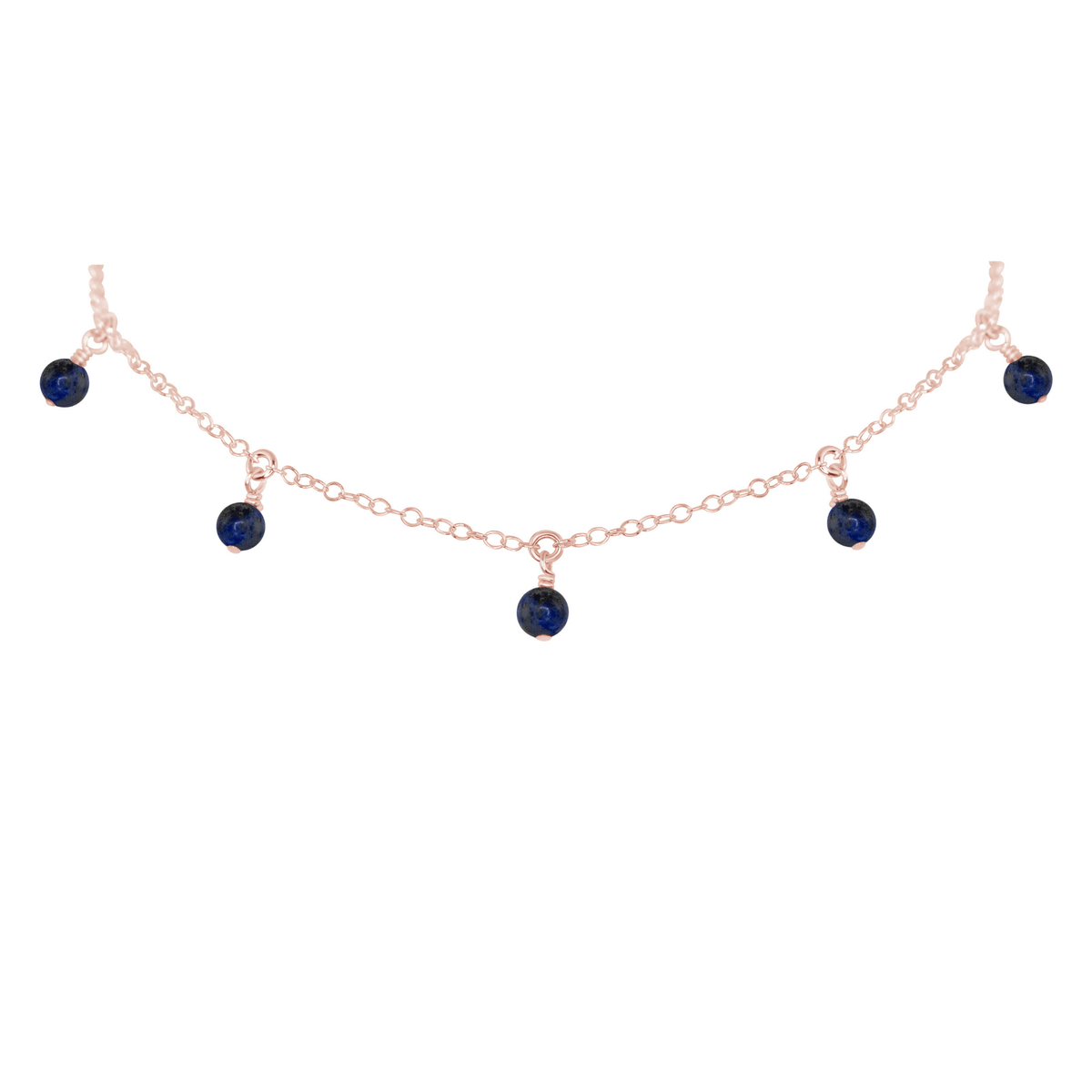 Bead Drop Choker - Sapphire - 14K Rose Gold Fill - Luna Tide Handmade Jewellery