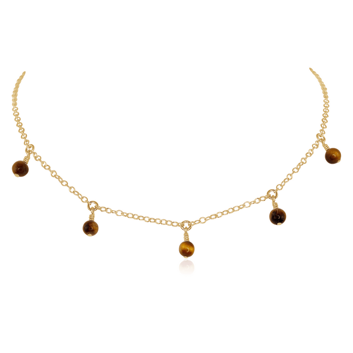 Bead Drop Choker - Tigers Eye - 14K Gold Fill - Luna Tide Handmade Jewellery