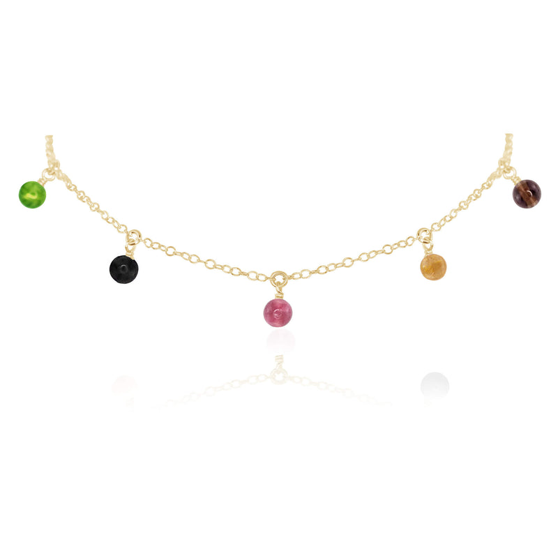 Bead Drop Choker - Tourmaline - 14K Gold Fill - Luna Tide Handmade Jewellery