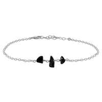 Beaded Chain Anklet - Black Onyx - Stainless Steel - Luna Tide Handmade Jewellery