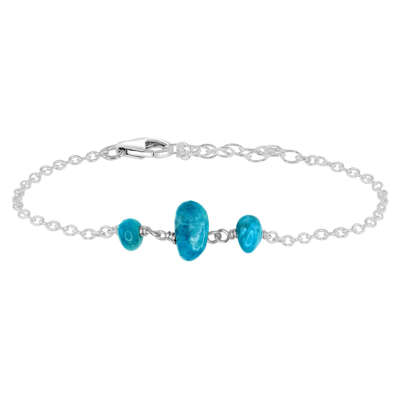Beaded Chain Bracelet - Apatite - Sterling Silver - Luna Tide Handmade Jewellery