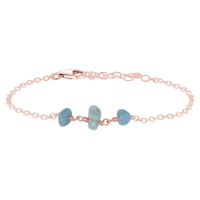 Beaded Chain Bracelet - Aquamarine - 14K Rose Gold Fill - Luna Tide Handmade Jewellery