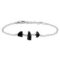 Beaded Chain Bracelet - Black Onyx - Stainless Steel - Luna Tide Handmade Jewellery