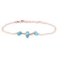 Beaded Chain Bracelet - Larimar - 14K Rose Gold Fill - Luna Tide Handmade Jewellery