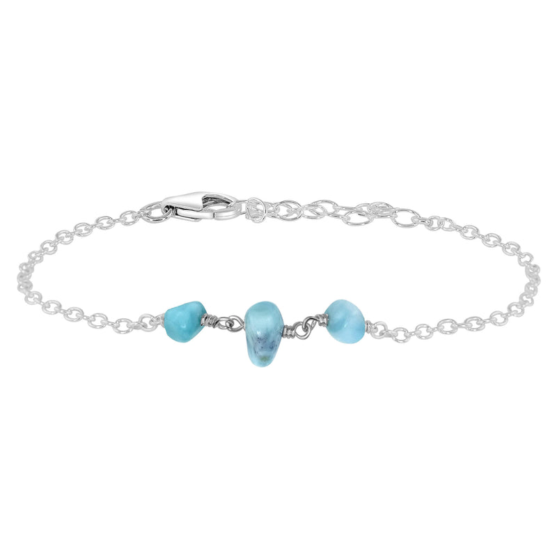 Beaded Chain Bracelet - Larimar - Sterling Silver - Luna Tide Handmade Jewellery