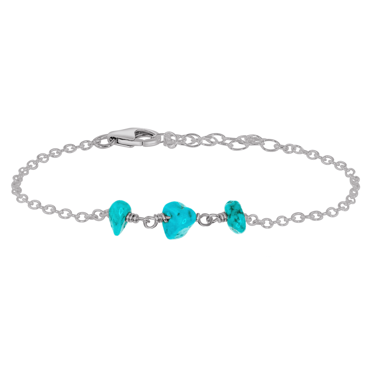 Beaded Chain Bracelet - Turquoise - Stainless Steel - Luna Tide Handmade Jewellery