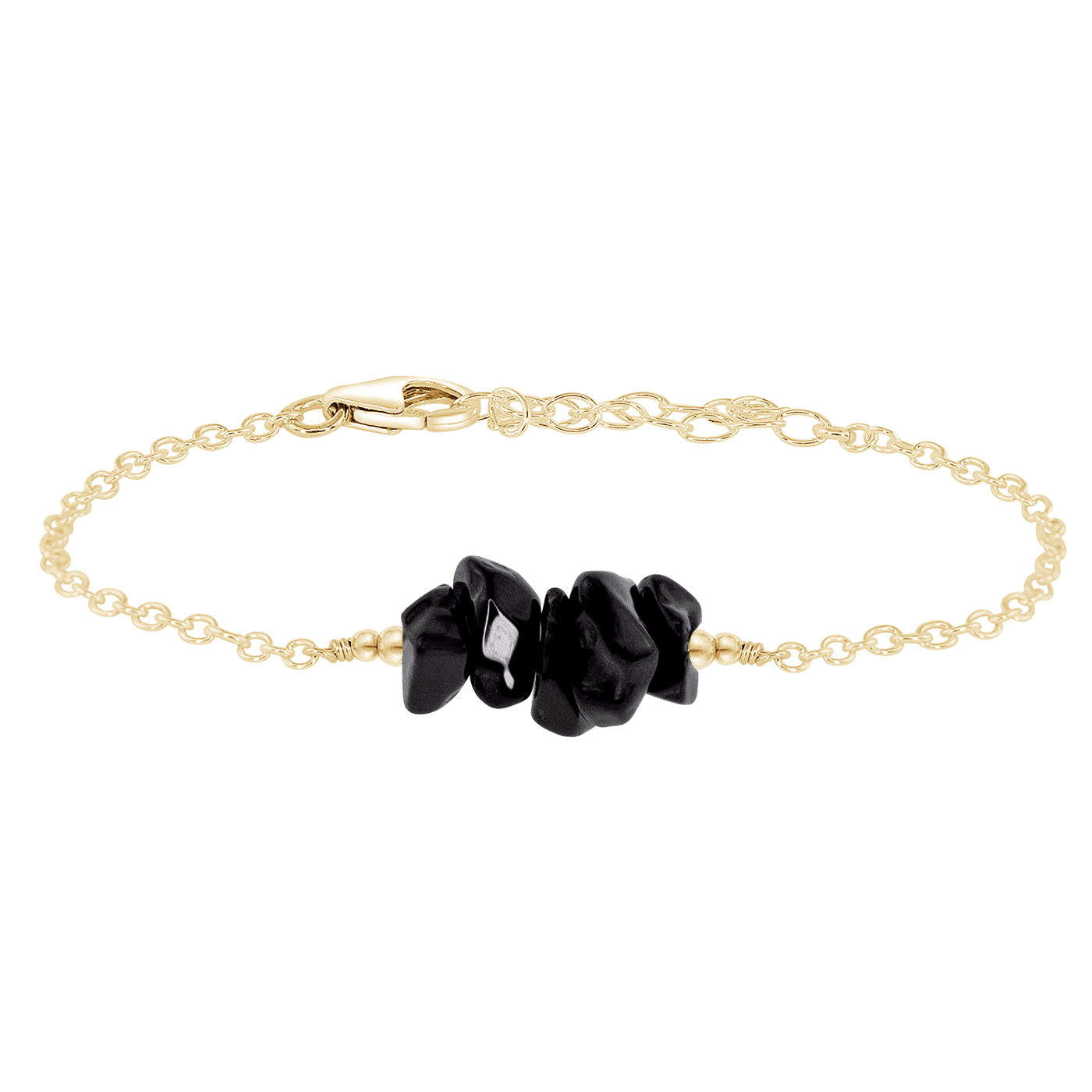 Black onyx Chip Bead Bar Bracelet - Black onyx Chip Bead Bar Bracelet - 14k Gold Fill - Luna Tide Handmade Crystal Jewellery