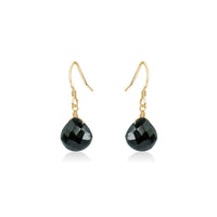 Teardrop Earrings - Black Tourmaline - 14K Gold Fill - Luna Tide Handmade Jewellery