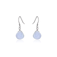 Teardrop Earrings - Blue Lace Agate - Stainless Steel - Luna Tide Handmade Jewellery