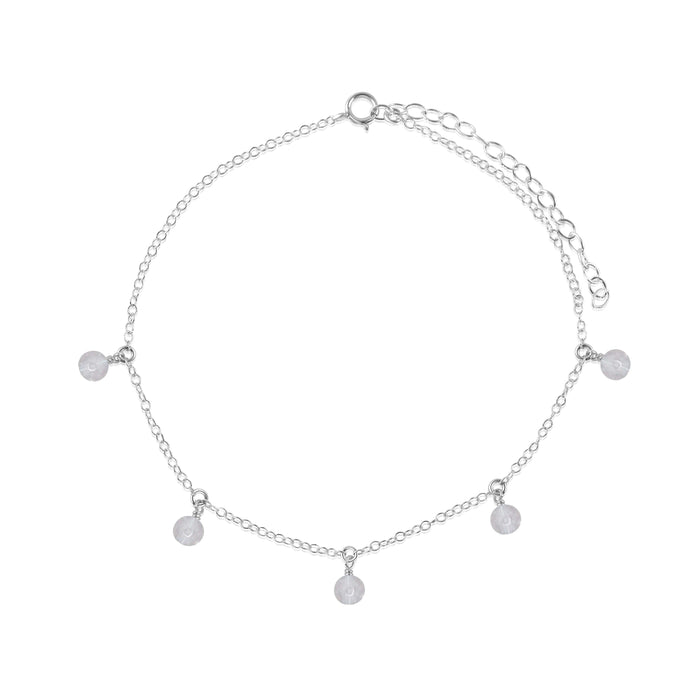 Boho Crystal Quartz Gemstone Bead Drop Anklet - Boho Crystal Quartz Gemstone Bead Drop Anklet - Sterling Silver - Luna Tide Handmade Crystal Jewellery