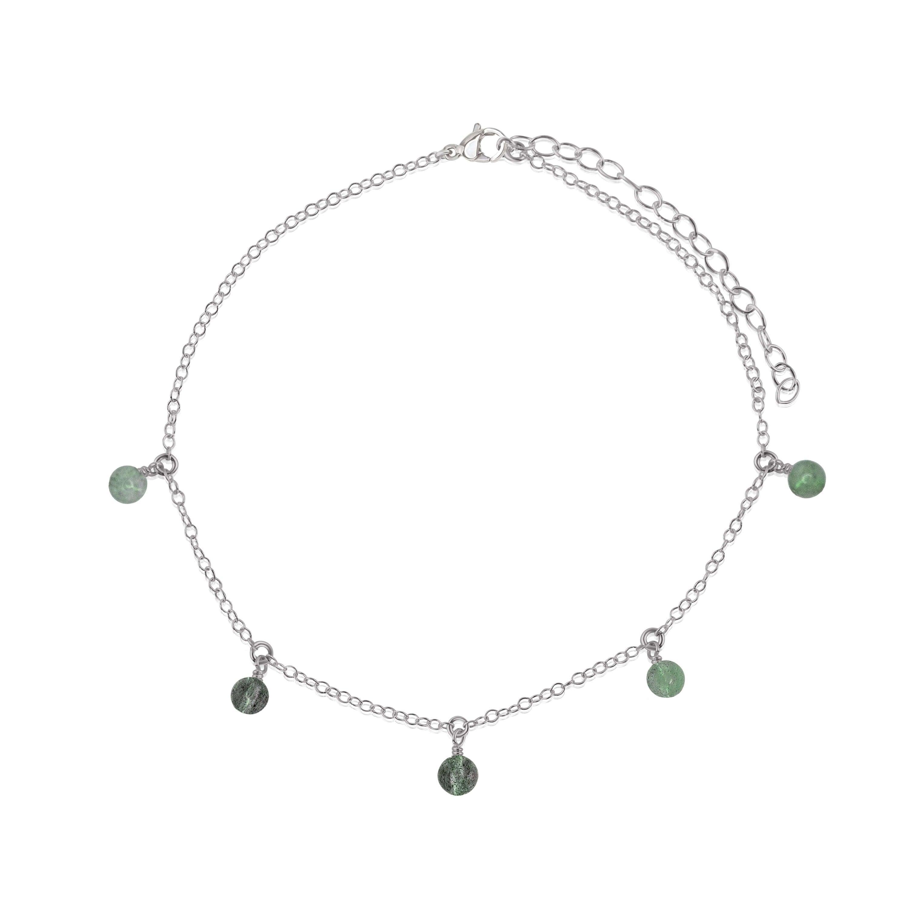 Boho Labradorite Bead Drop Anklet - Boho Labradorite Bead Drop Anklet - Stainless Steel - Luna Tide Handmade Crystal Jewellery