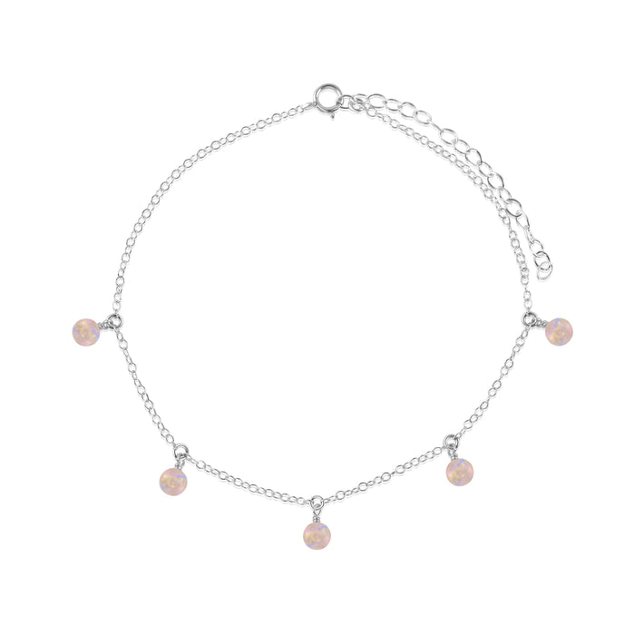 Genuine Rainbow Moonstone Bead Anklet Adjustable Sterling Silver Genuine Rainbow Moonstone Bead Anklet Adjustable Sterling Silver