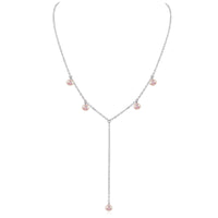 Boho Y Necklace - Freshwater Pearl - Stainless Steel - Luna Tide Handmade Jewellery