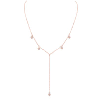 Boho Y Necklace - Rainbow Moonstone - 14K Rose Gold Fill - Luna Tide Handmade Jewellery