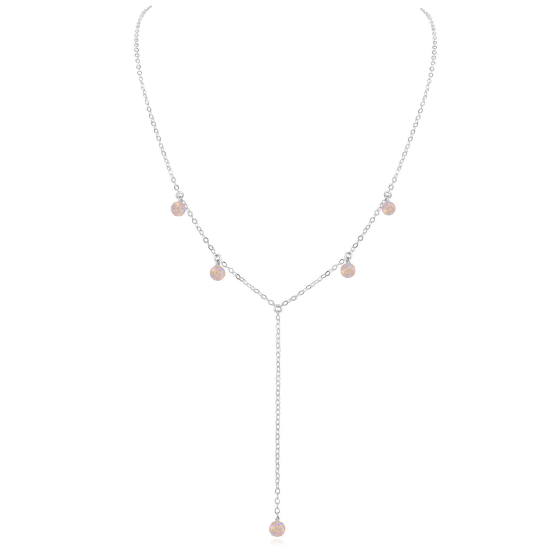 Boho Y Necklace - Rainbow Moonstone - Sterling Silver - Luna Tide Handmade Jewellery