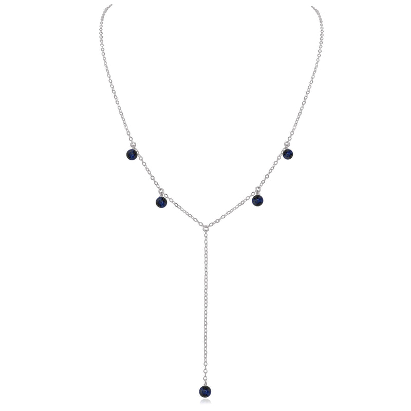 Boho Y Necklace - Sapphire - Stainless Steel - Luna Tide Handmade Jewellery