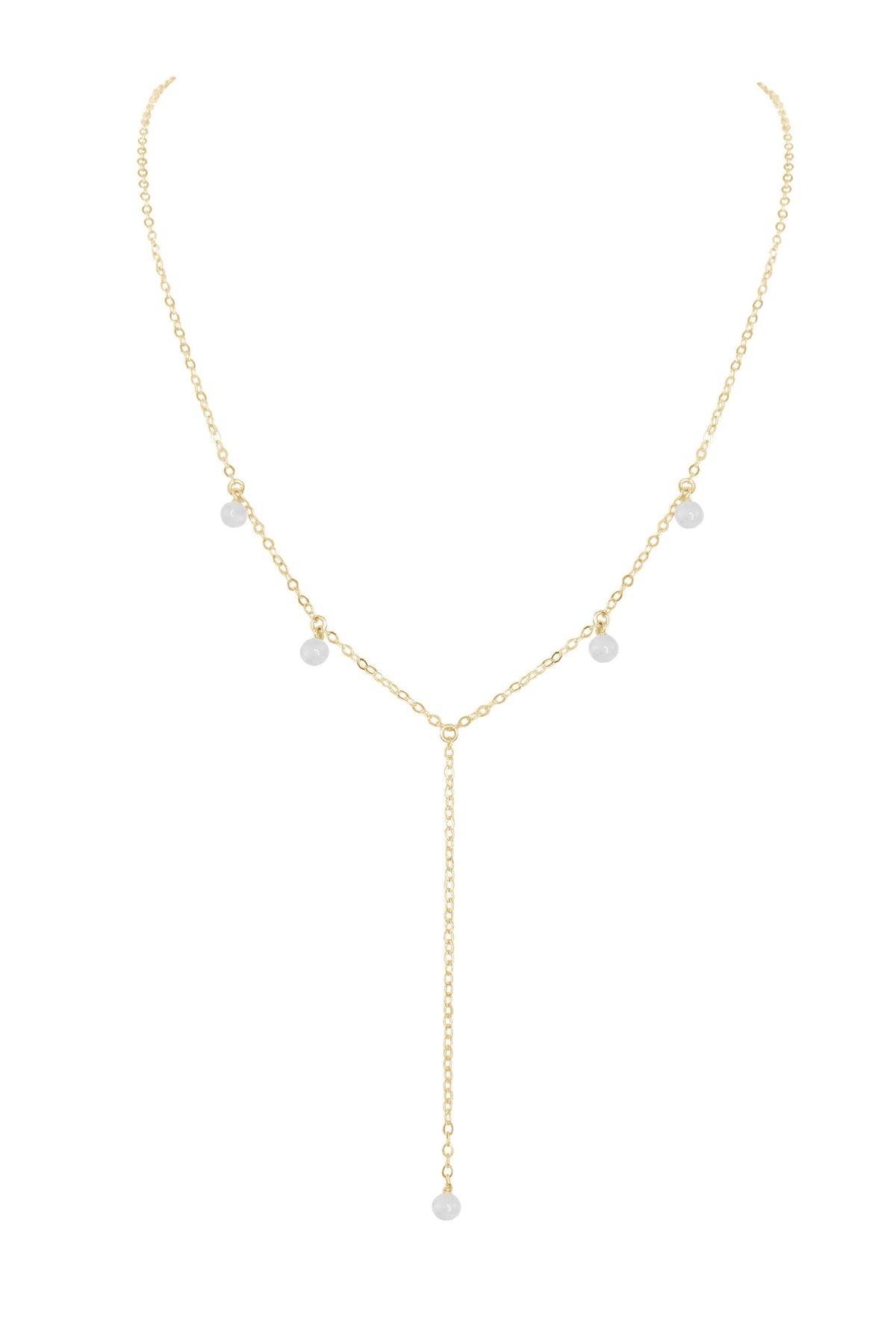 Boho Y Necklace - Selenite - 14K Gold Fill - Luna Tide Handmade Jewellery