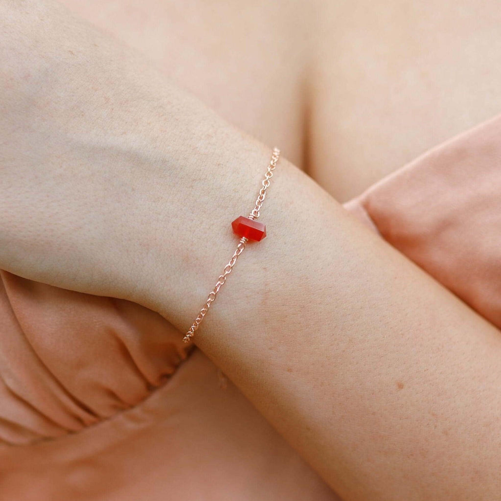 Carnelian Double Terminated Mini Crystal Point Bracelet - Carnelian Double Terminated Mini Crystal Point Bracelet - 14k Gold Fill - Luna Tide Handmade Crystal Jewellery