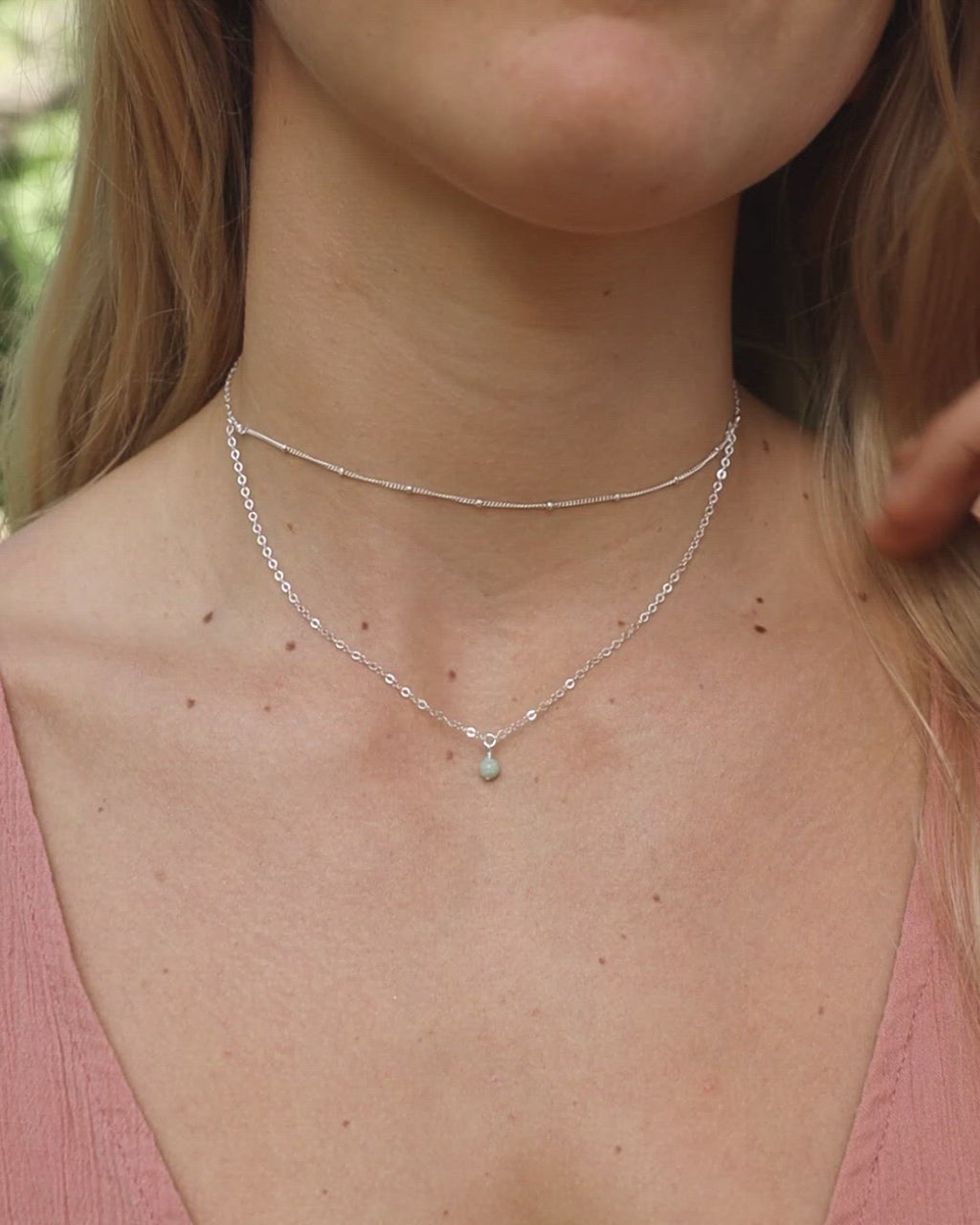 Amazonite Gemstone Chain Layered Choker Necklace