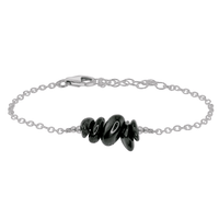 Chip Bead Bar Bracelet - Black Tourmaline - Stainless Steel - Luna Tide Handmade Jewellery