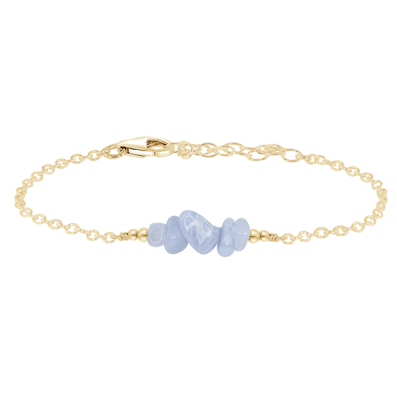 Chip Bead Bar Bracelet - Blue Lace Agate - 14K Gold Fill - Luna Tide Handmade Jewellery