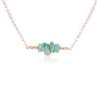 Chip Bead Bar Necklace - Amazonite - 14K Rose Gold Fill - Luna Tide Handmade Jewellery