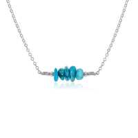 Chip Bead Bar Necklace - Apatite - Stainless Steel - Luna Tide Handmade Jewellery