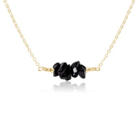 Chip Bead Bar Necklace - Black Onyx - 14K Gold Fill - Luna Tide Handmade Jewellery