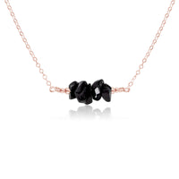 Chip Bead Bar Necklace - Black Onyx - 14K Rose Gold Fill - Luna Tide Handmade Jewellery