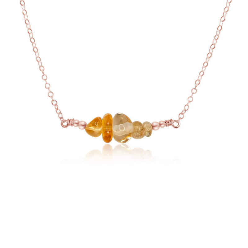 Chip Bead Bar Necklace - Citrine - 14K Rose Gold Fill - Luna Tide Handmade Jewellery