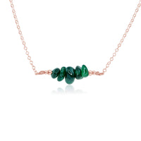 Chip Bead Bar Necklace - Emerald - 14K Rose Gold Fill - Luna Tide Handmade Jewellery