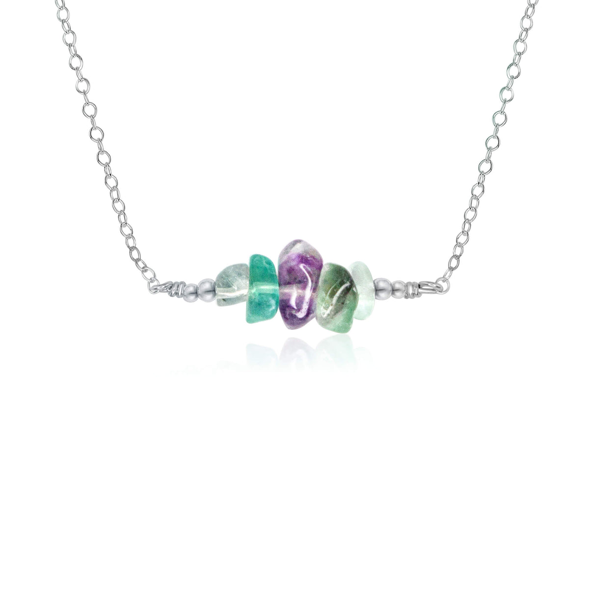 Chip Bead Bar Necklace - Fluorite - Sterling Silver - Luna Tide Handmade Jewellery