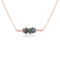 Chip Bead Bar Necklace - Labradorite - 14K Rose Gold Fill - Luna Tide Handmade Jewellery