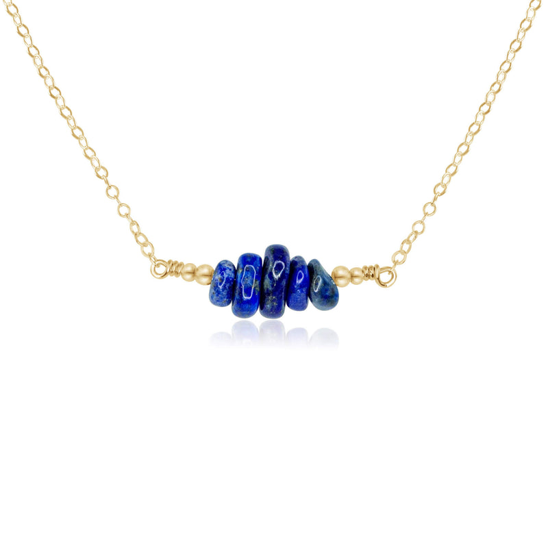 Chip Bead Bar Necklace - Lapis Lazuli - 14K Gold Fill - Luna Tide Handmade Jewellery