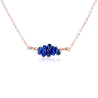 Chip Bead Bar Necklace - Lapis Lazuli - 14K Rose Gold Fill - Luna Tide Handmade Jewellery