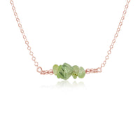 Chip Bead Bar Necklace - Prehnite - 14K Rose Gold Fill - Luna Tide Handmade Jewellery