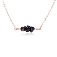 Chip Bead Bar Necklace - Sapphire - 14K Rose Gold Fill - Luna Tide Handmade Jewellery