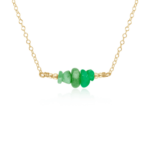 Chrysoprase Chip Bead Bar Necklace - Chrysoprase Chip Bead Bar Necklace - 14k Gold Fill - Luna Tide Handmade Crystal Jewellery