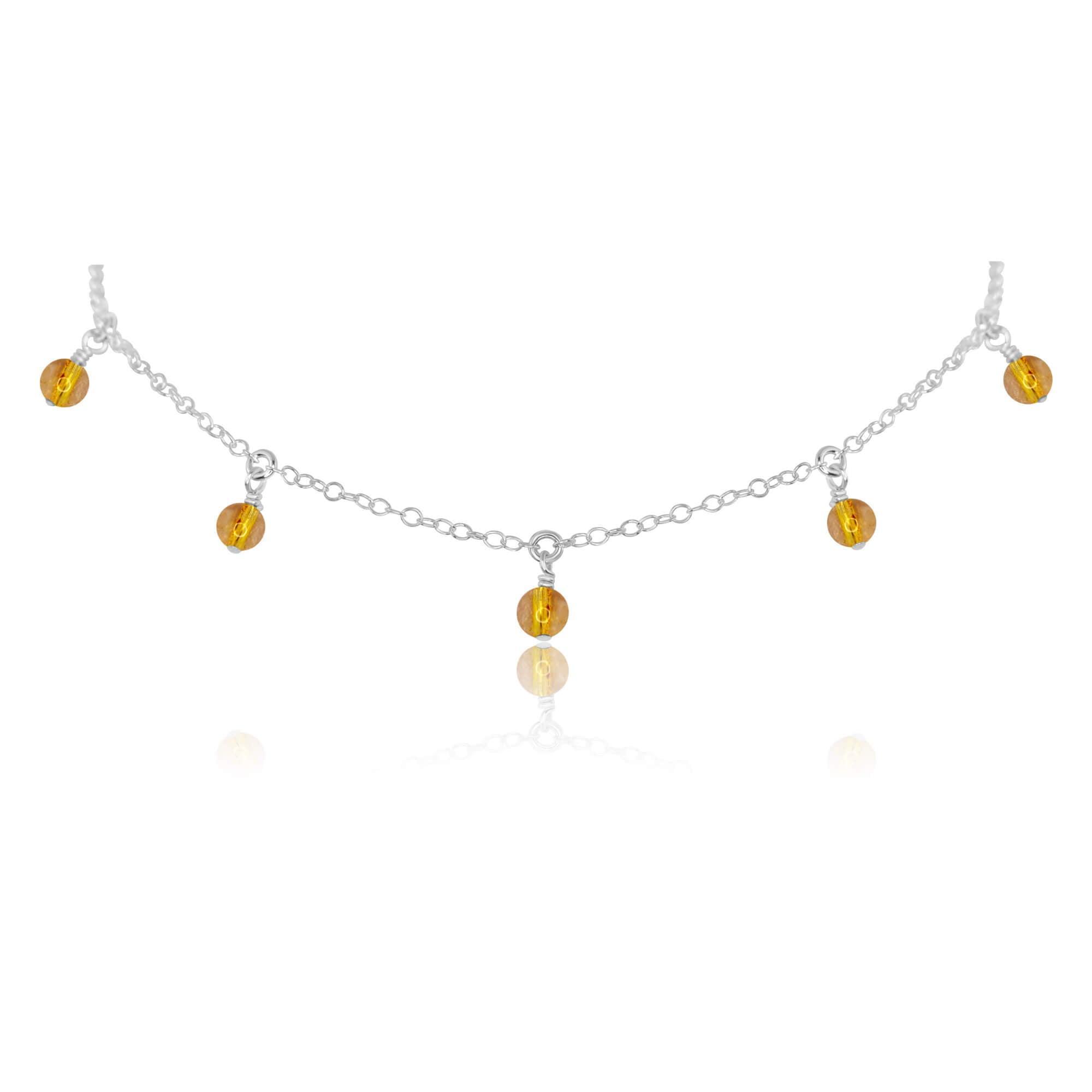 Citrine Bead Drop Choker - Citrine Bead Drop Choker - Sterling Silver - Luna Tide Handmade Crystal Jewellery