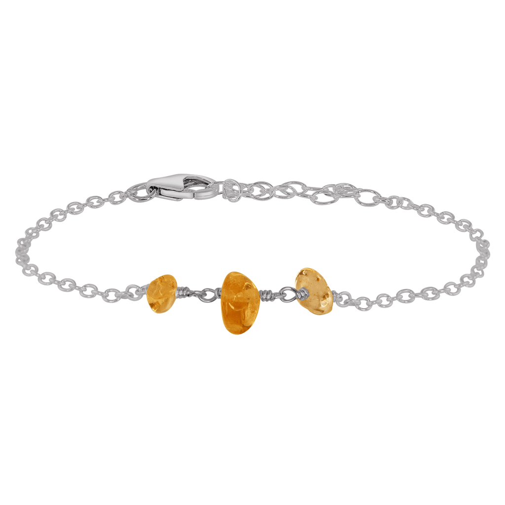 Citrine Beaded Chain Bracelet - Citrine Beaded Chain Bracelet - Stainless Steel - Luna Tide Handmade Crystal Jewellery