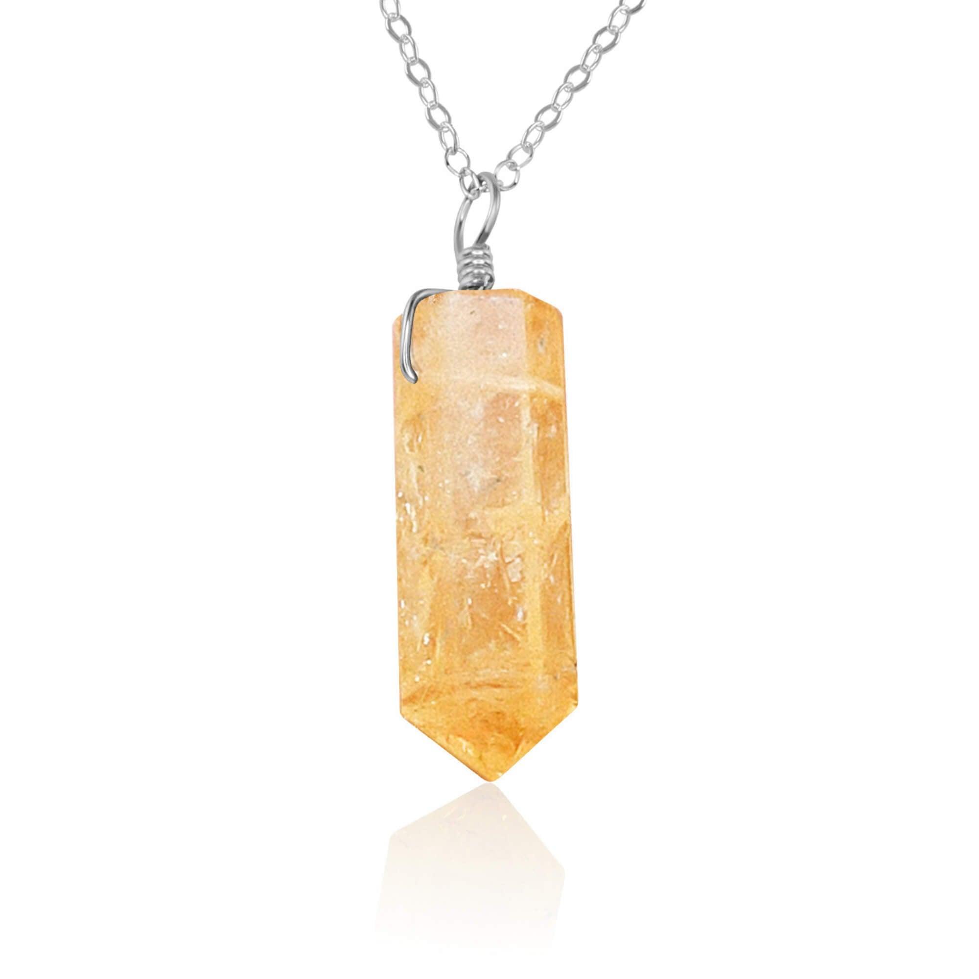 Citrine Gemstone Generator Tower Point Pendant Necklace - Citrine Gemstone Generator Tower Point Pendant Necklace - Sterling Silver / Cable - Luna Tide Handmade Crystal Jewellery